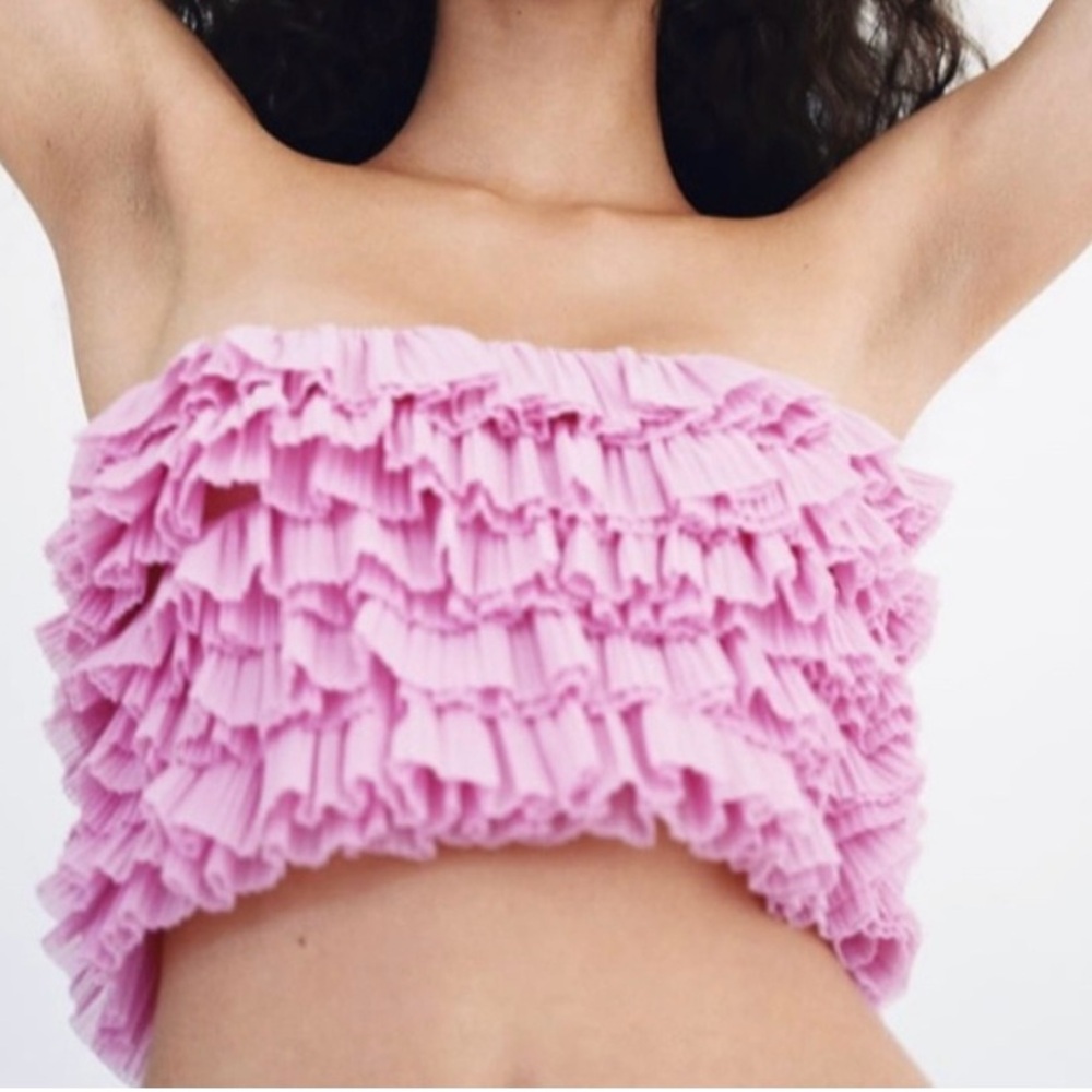 Zara Pink Layered Ruffle Top